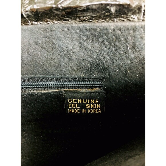 Vintage 70s Black Eel Skin Shoulder Envelope Clutch Bag Handbag Purse - Picture 5 of 6